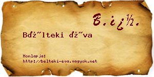 Bélteki Éva névjegykártya
